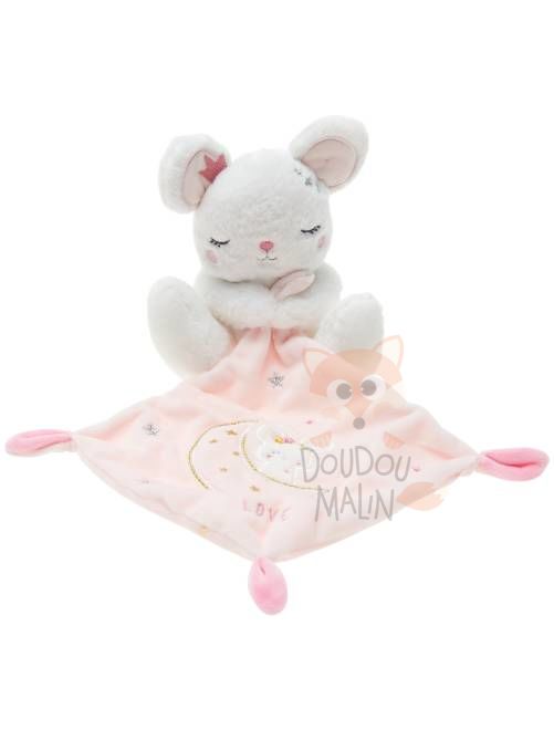  baby comforter mouse pink white lone moon star 